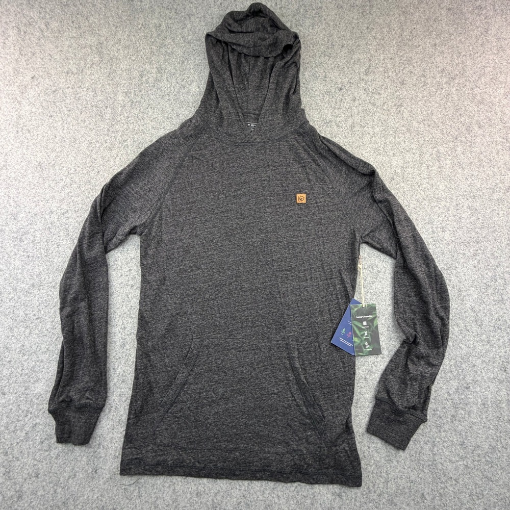 Tentree Mens Hemp Blend Hoodie Charcoal Grey Heather Lightweight Pullover Medium